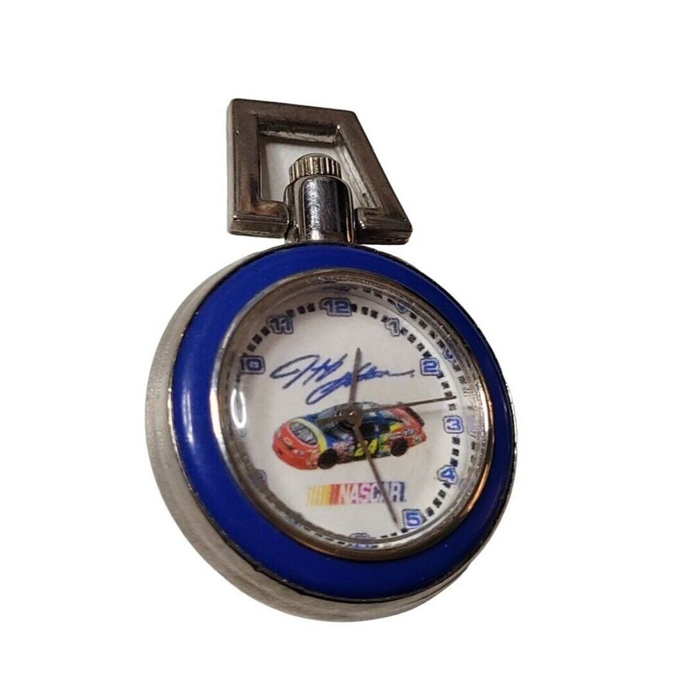 24 Nascar Jeff Gordon Small Pocket Watch Silver Tone WORKS